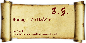 Beregi Zoltán névjegykártya